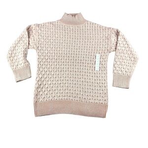 Knox Rose Womens XS Cream Orange Oversized Boxy Turtleneck Sweater, Boho